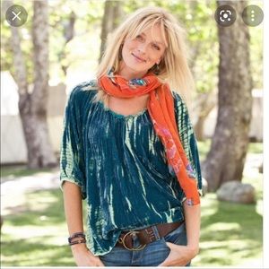 Sundance Velvet Tie Dye Silk Tunic Top Blue Size: XS